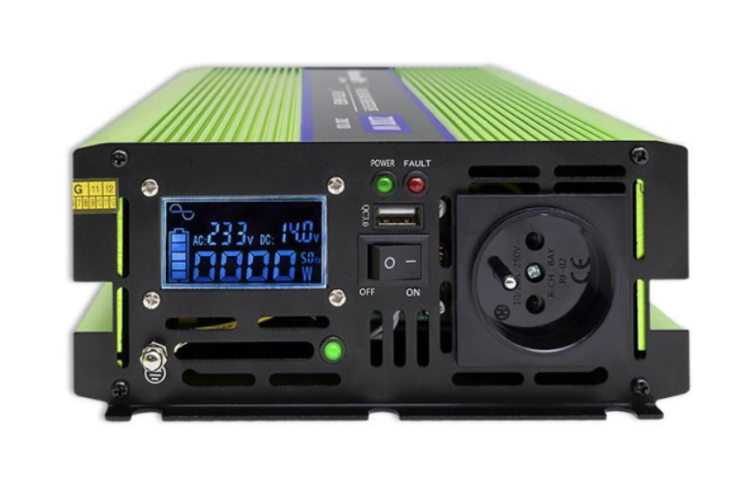 Перетворювач напруги 3в1 ДБЖ зарядний пристрій Qoltec Monolith LCD 12V/230V 1000W/2000W Pure Sinus 51942 фото